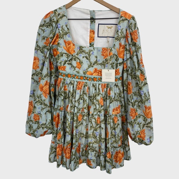 Agua Bendita Avenia Peonia Floral Cotton Mini Dress NWT Size XS - Picture 3 of 13